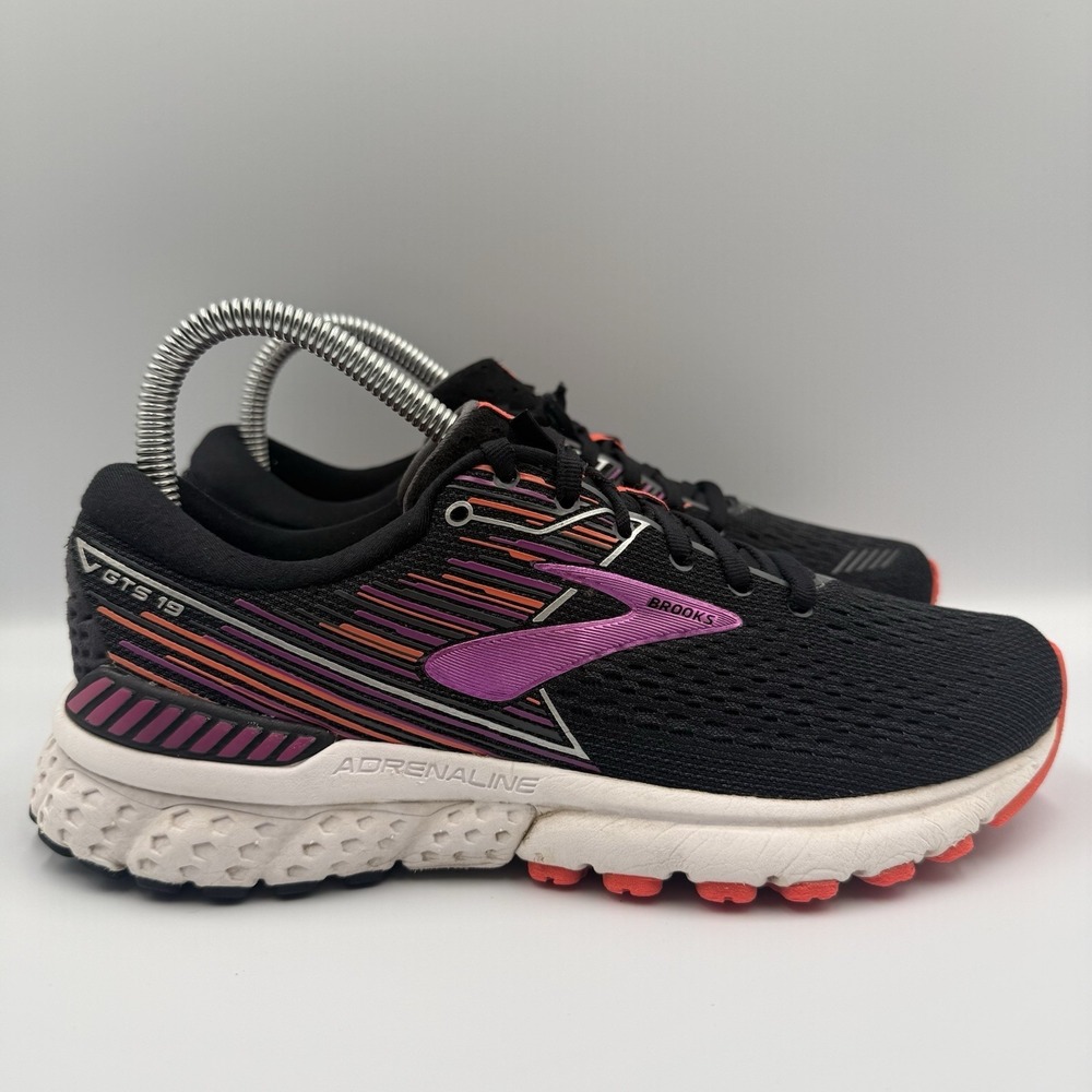 Brooks Adrenaline GTS 19 Black Purple Running Shoes Sneakers Women's‎ Size 7